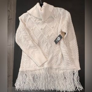 NWT Vince Camuto, cowl neck sweater with cute fringe bottom.